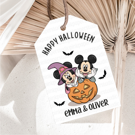 Mickey and Minnie Halloween Tags • Set of 9 Tags