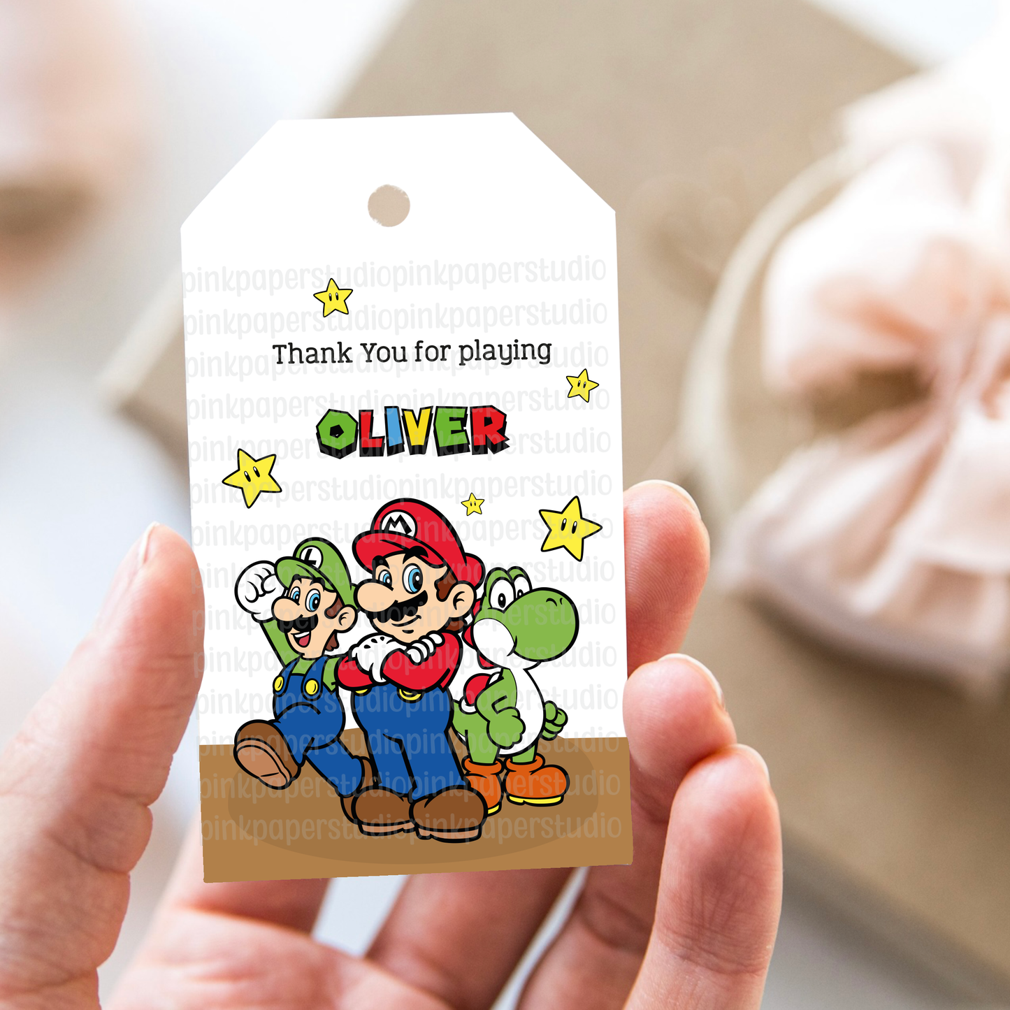 Mario Bros Birthday Tags