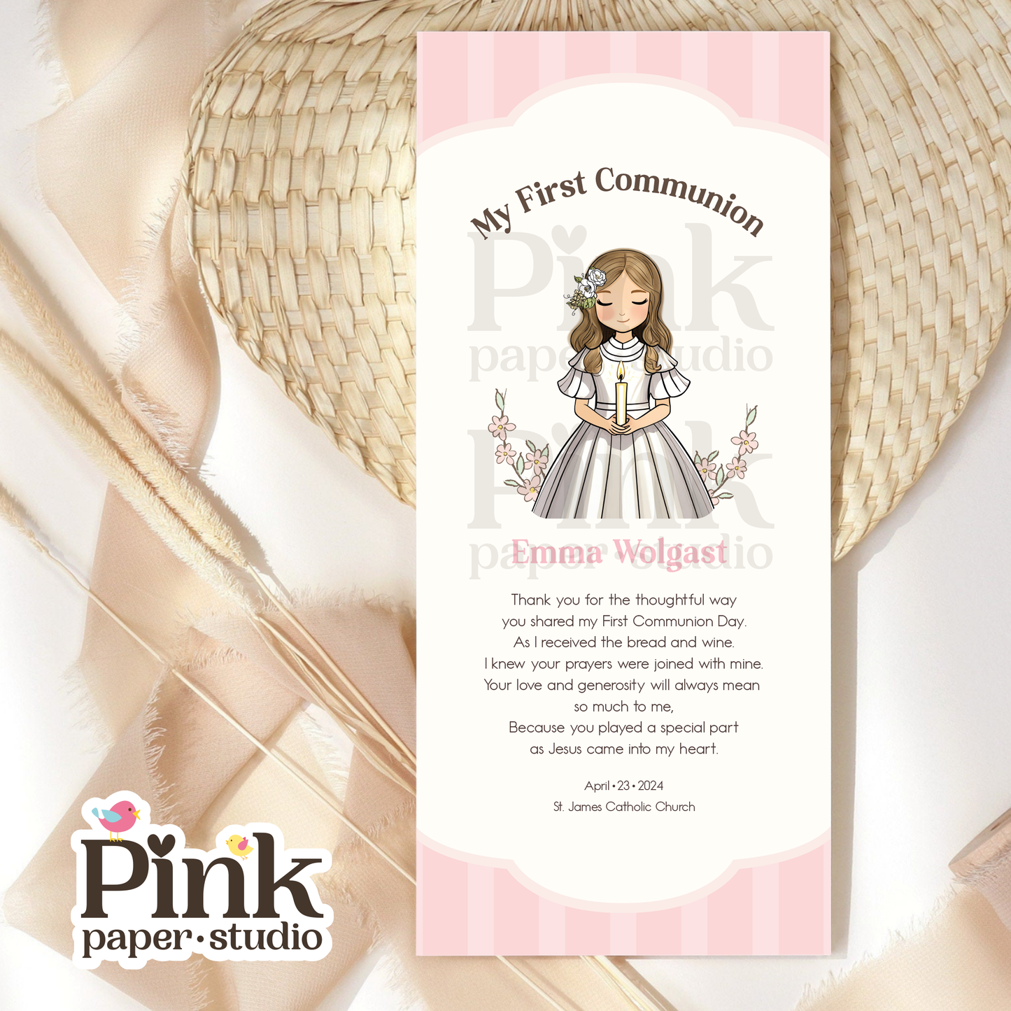 First Holy Communion Favor Cards