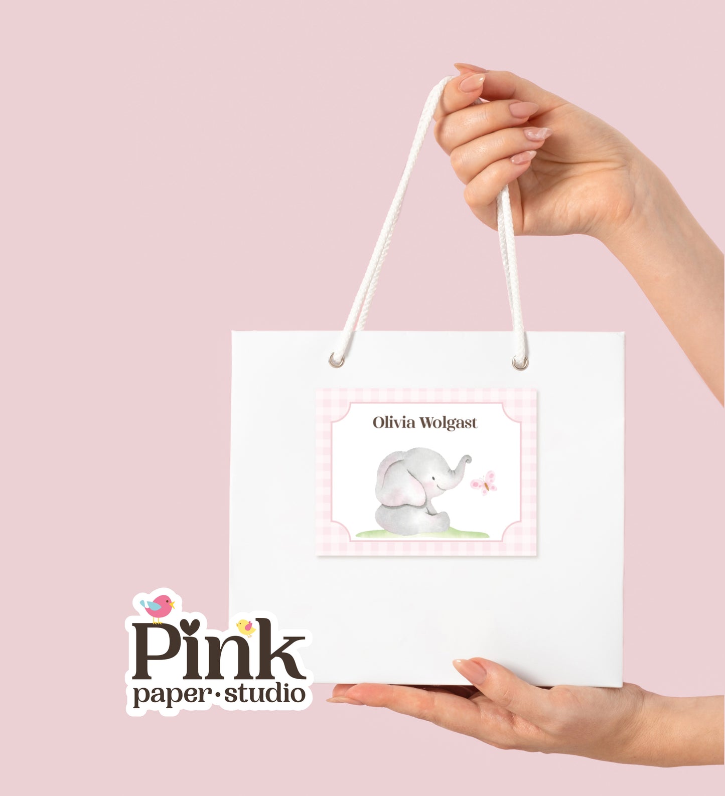 Cute Pink Elephant • Calling Cards