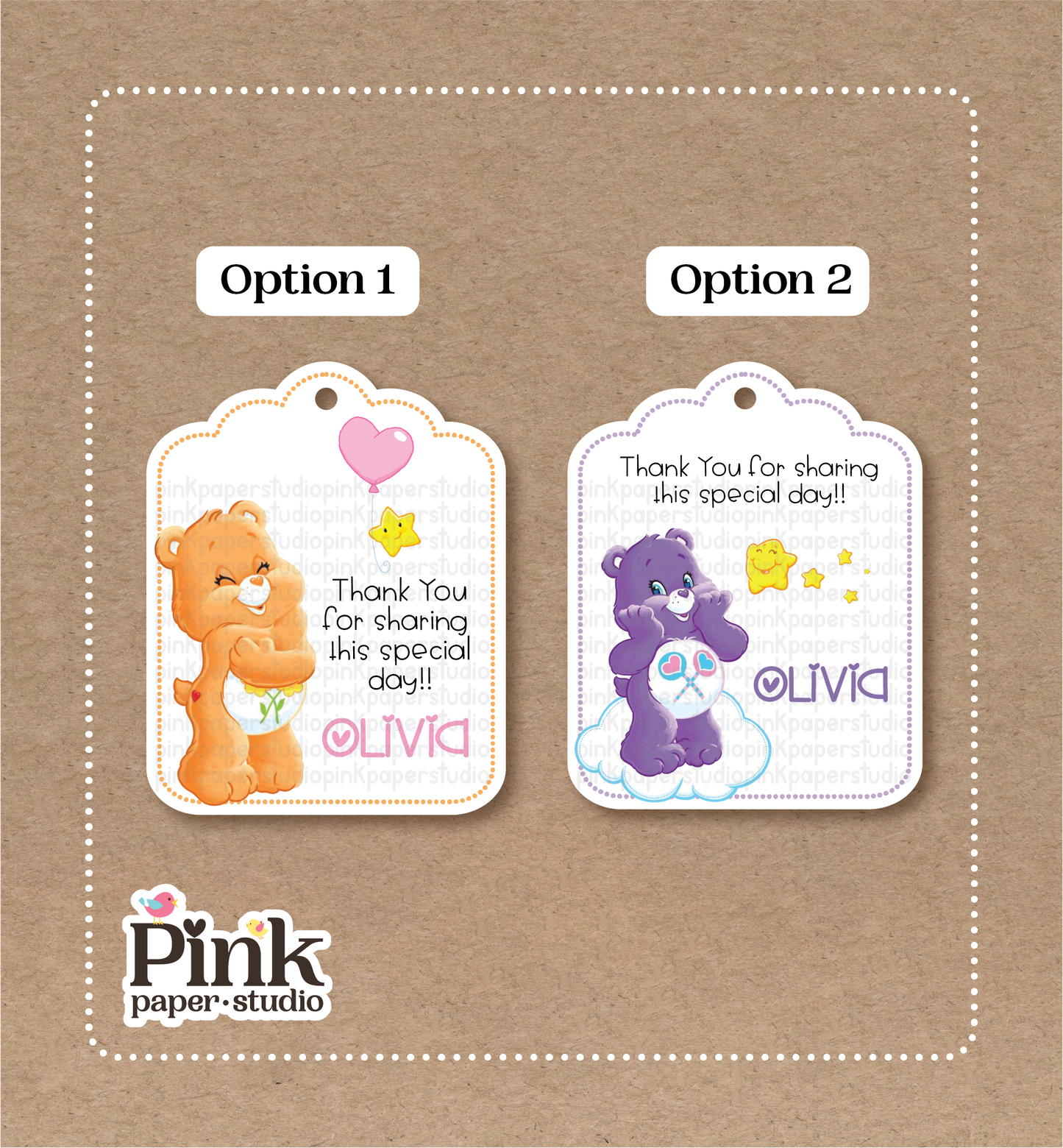 Care Bear Birthday Tags