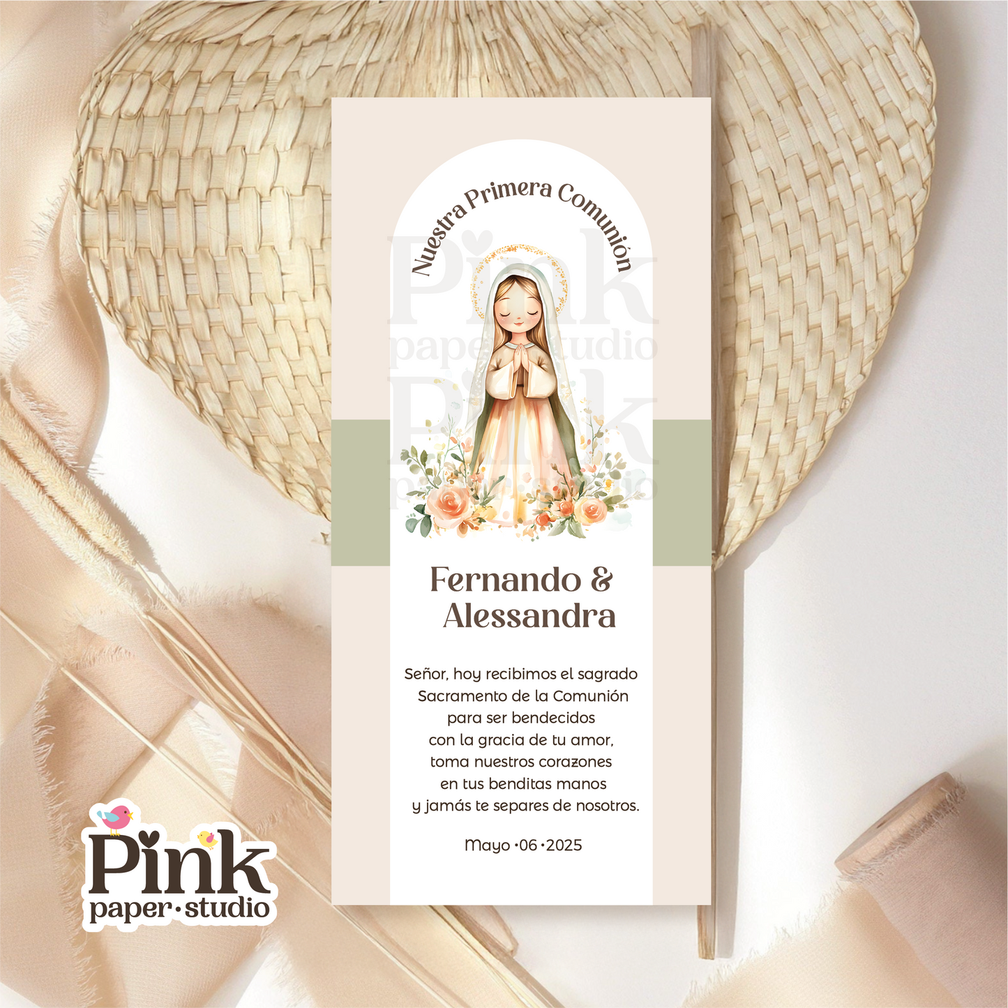 First Holy Communion Favor Cards • First Communion Bookmarks for Girls