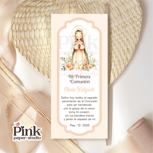 First Holy Communion Favor Cards • First Communion Bookmarks for Girls