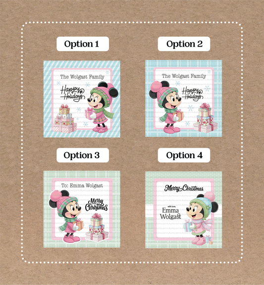 Christmas Minnie Mouse Labels • Set of 12 Labels