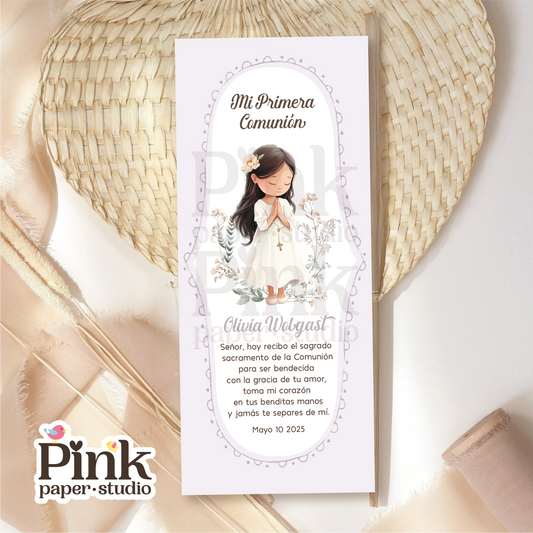 First Holy Communion Favor Cards • First Communion Bookmarks for Girls