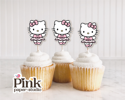 Hello Kitty Ballerina Cupcake Toppers