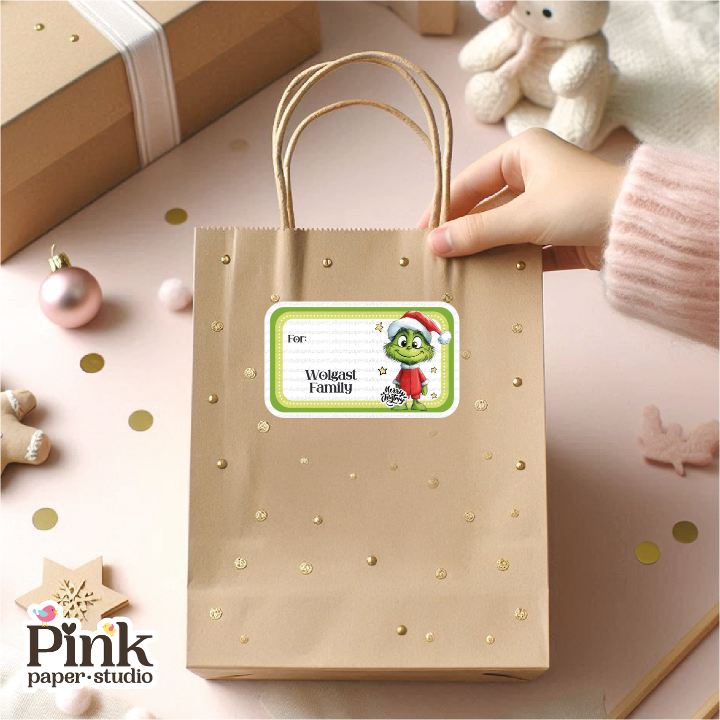 Grinch Christmas Labels • Grinch Navidad • Set of 12 Labels