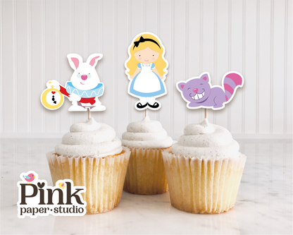 Alice in Wonderland Cupcake Toppers