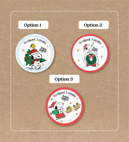 Snoopy Labels • Snoopy Navidad • Set of 12 Labels