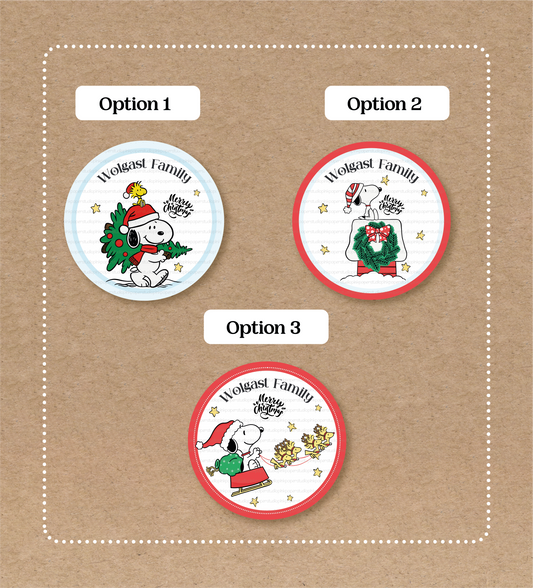 Snoopy Labels • Snoopy Navidad • Set of 12 Labels