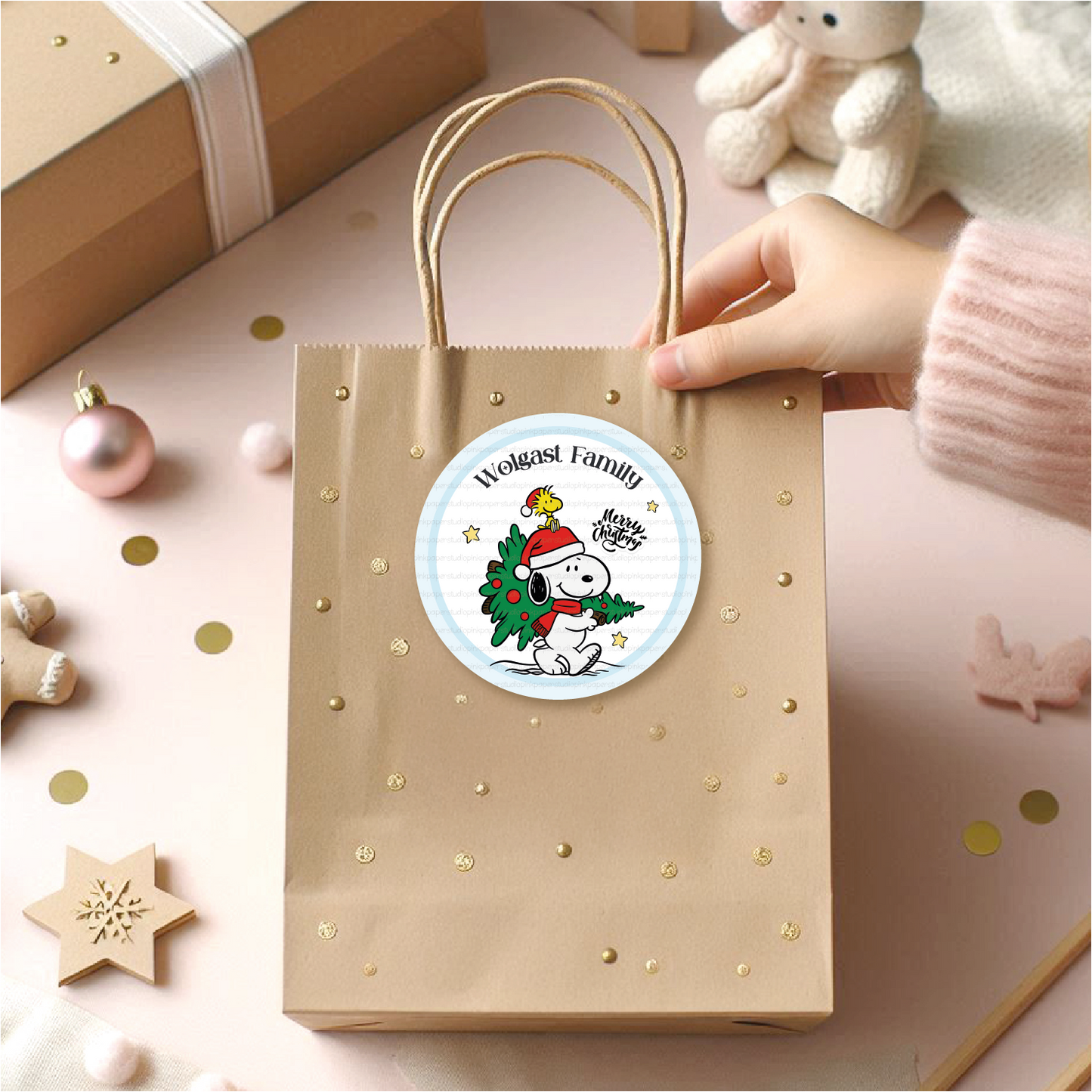 Snoopy Labels • Snoopy Navidad • Set of 12 Labels