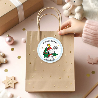 Snoopy Labels • Snoopy Navidad • Set of 12 Labels