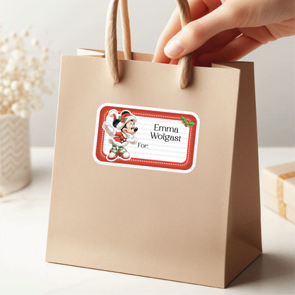 Etiquetas de Navidad de Minnie Mouse • Minnie Mouse • Juego de 12 etiquetas