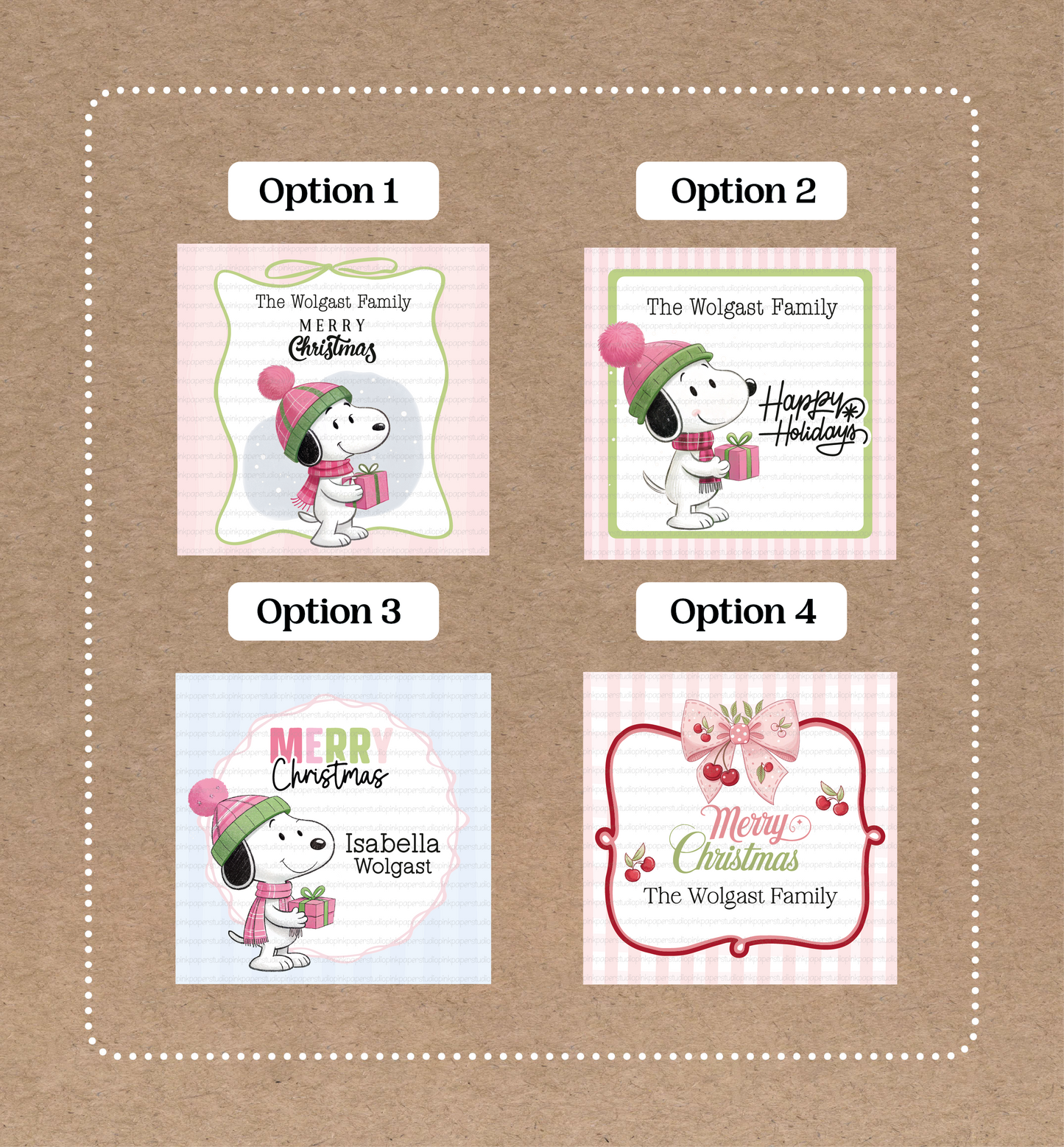 Christmas Labels • Snoopy • Set of 12 Labels