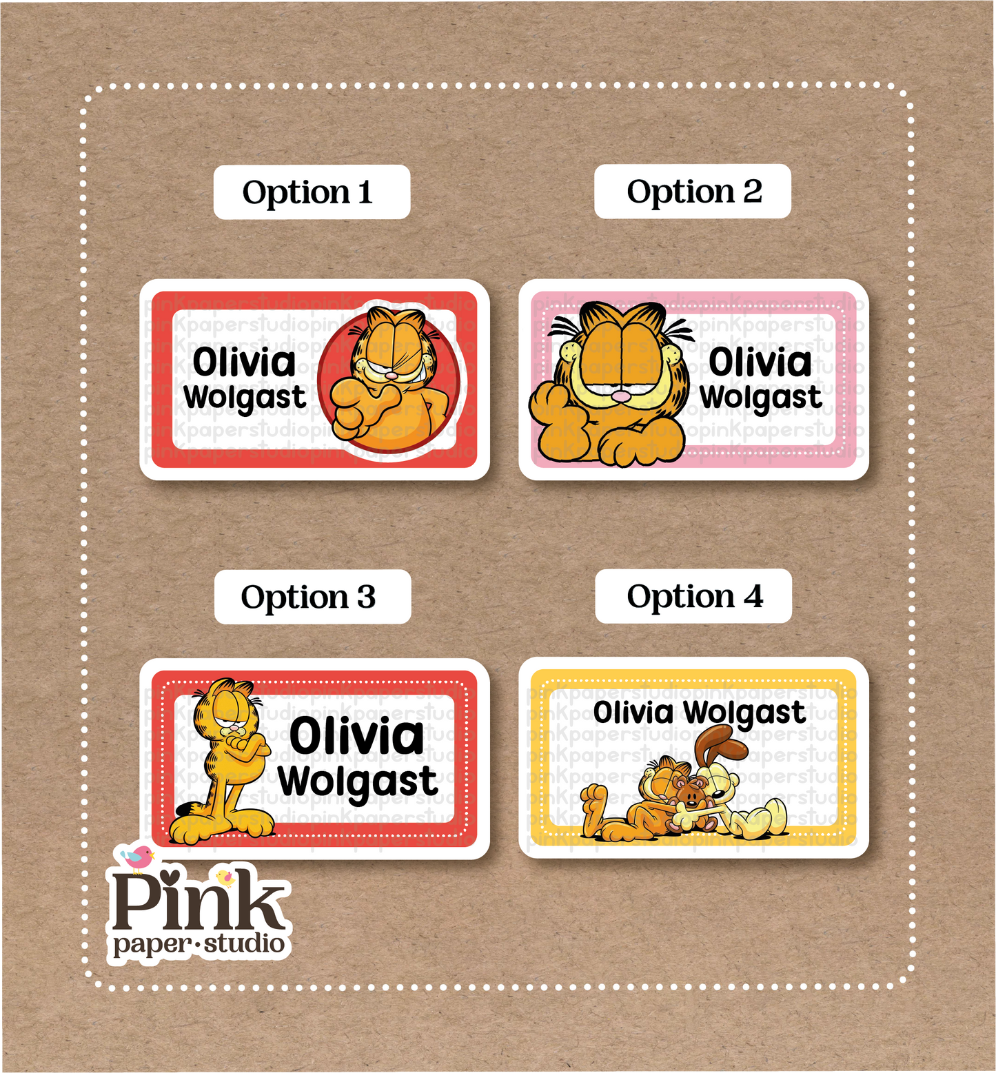 Garfield Stickers • Garfield Labels • Set of 12 Stickers