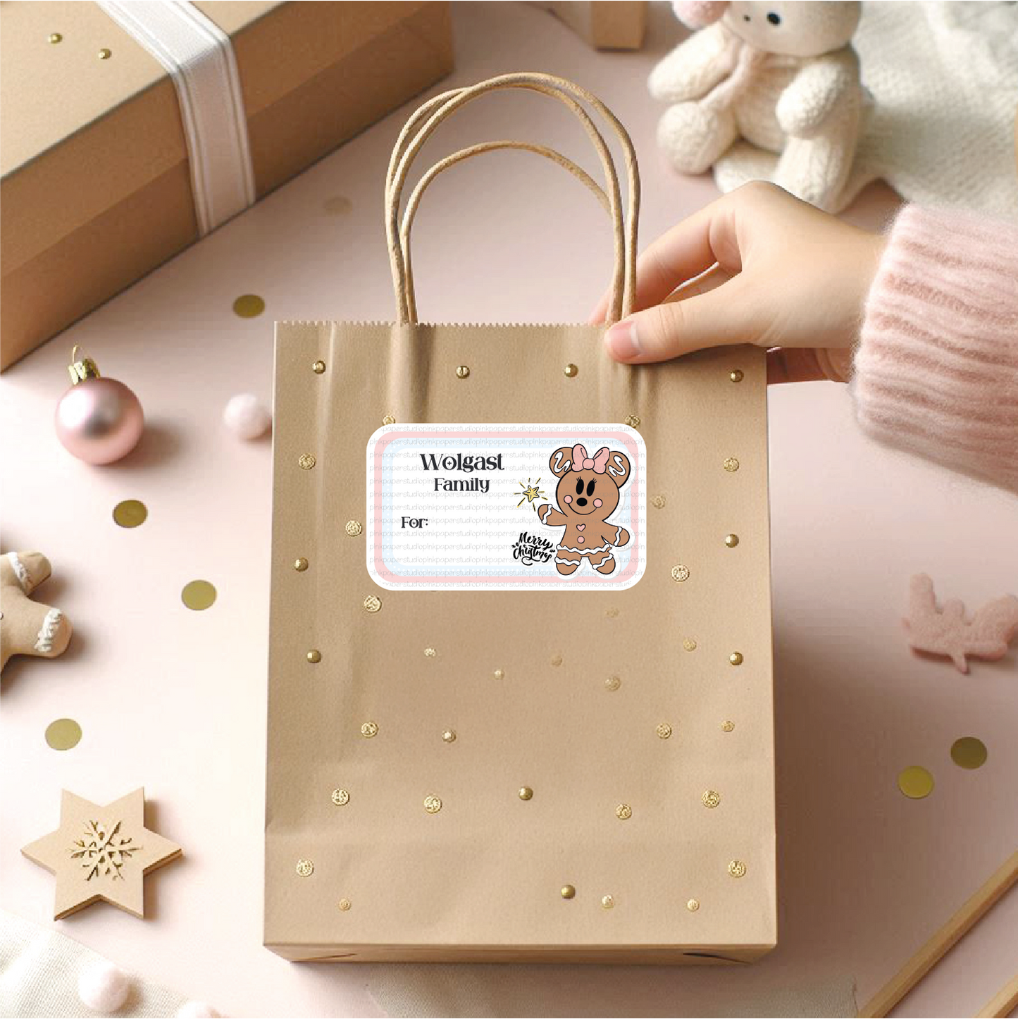 Disney Christmas Labels • Minnie Mouse • Set of 12 Labels