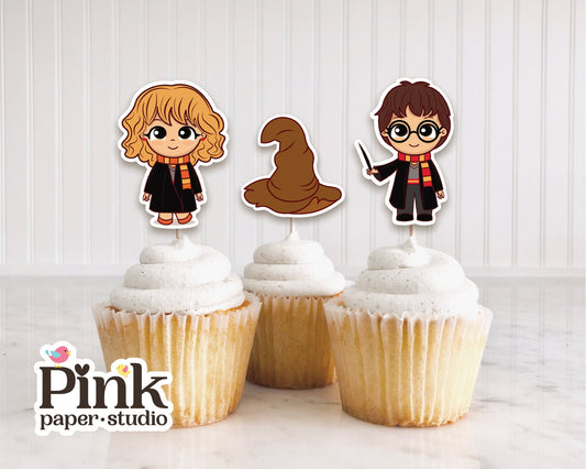 Wizard Magic School Cake Topper • Magic Kids • Cupcake Toppers • Cupcake Decorations • Set of 12